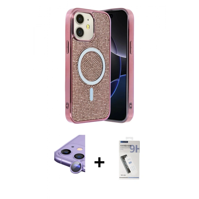 MARSİLYAN™- iPhone 11 Kılıf Eksen Çizgi - Şeffaf Uv Polymer Nano Ekran Koruyucu + Raze Metal Kamera Lens - MR