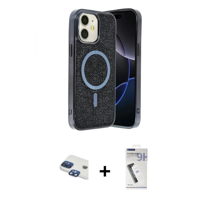 MARSİLYAN™- iPhone 11 Kılıf Eksen Çizgi - Şeffaf Uv Polymer Nano Ekran Koruyucu + Pers Alüminyum Kamera Lens - LT