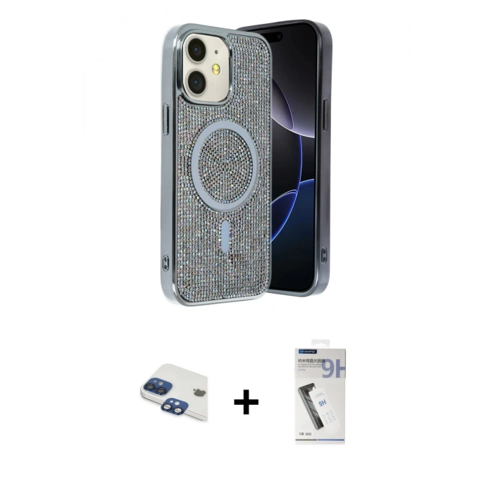 MARSİLYAN™- iPhone 11 Kılıf Eksen Çizgi - Şeffaf Uv Polymer Nano Ekran Koruyucu + Pers Alüminyum Kamera Lens - LT