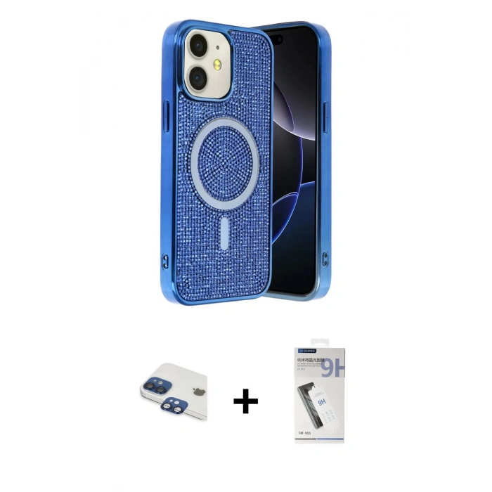 MARSİLYAN™- iPhone 11 Kılıf Eksen Çizgi - Şeffaf Uv Polymer Nano Ekran Koruyucu + Pers Alüminyum Kamera Lens - LT