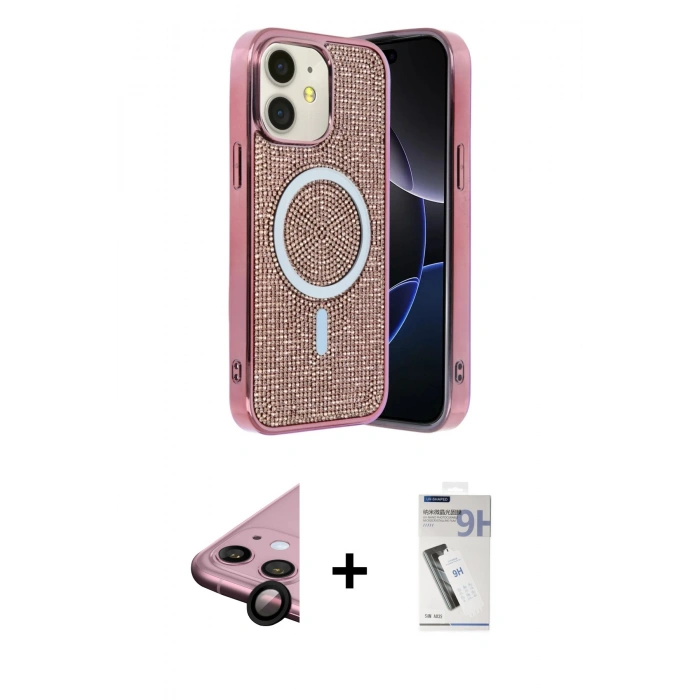 MARSİLYAN™- iPhone 11 Kılıf Eksen Çizgi - Şeffaf Uv Polymer Nano Ekran Koruyucu + Raze Metal Kamera Lens - SH
