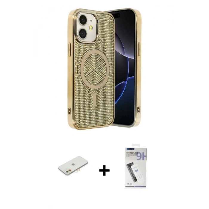 MARSİLYAN™- iPhone 11 Kılıf Eksen Çizgi - Şeffaf Uv Polymer Nano Ekran Koruyucu + Renkli Kamera Lens Koruma Cam - TU