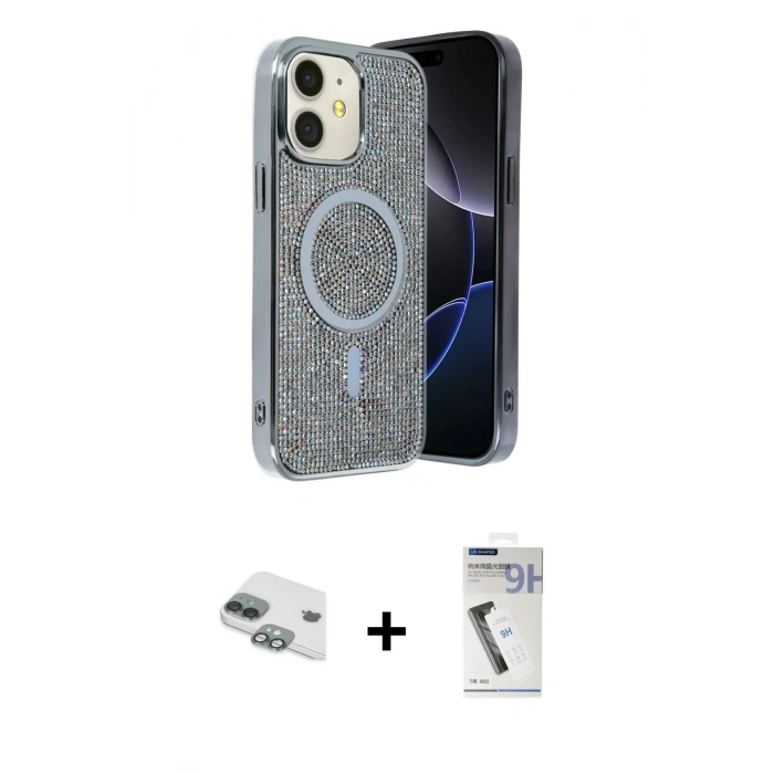 MARSİLYAN™- iPhone 11 Kılıf Eksen Çizgi - Şeffaf Uv Polymer Nano Ekran Koruyucu + Pers Alüminyum Kamera Lens - YL