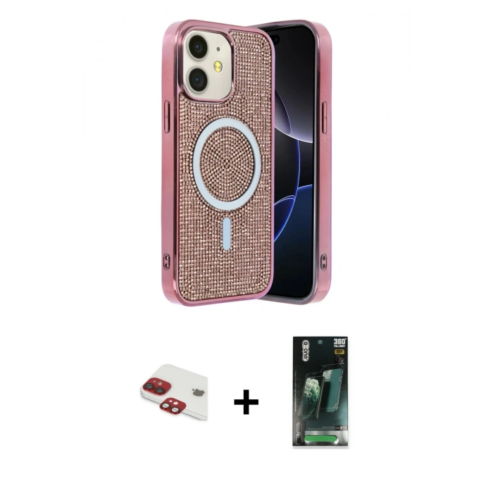 MARSİLYAN™- iPhone 11 Kılıf Eksen Çizgi - Siyah 360 Mat Full Body Arka Koruyucu + Pers Alüminyum Kamera Lens - KI