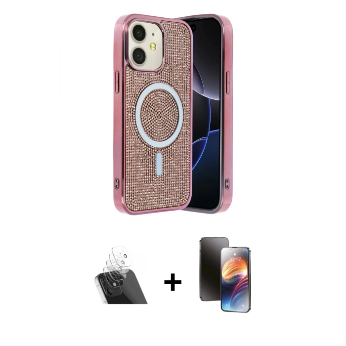 MARSİLYAN™- iPhone 11 Kılıf Eksen Çizgi - Siyah 3D Antistatik Mat Seramik Nano Ekran Koruyucu + Kamera Lens Koruma Cam - SF