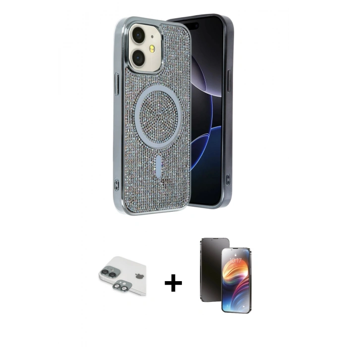 MARSİLYAN™- iPhone 11 Kılıf Eksen Çizgi - Siyah 3D Antistatik Mat Seramik Nano Ekran Koruyucu + Pers Alüminyum Kamera Lens - YL