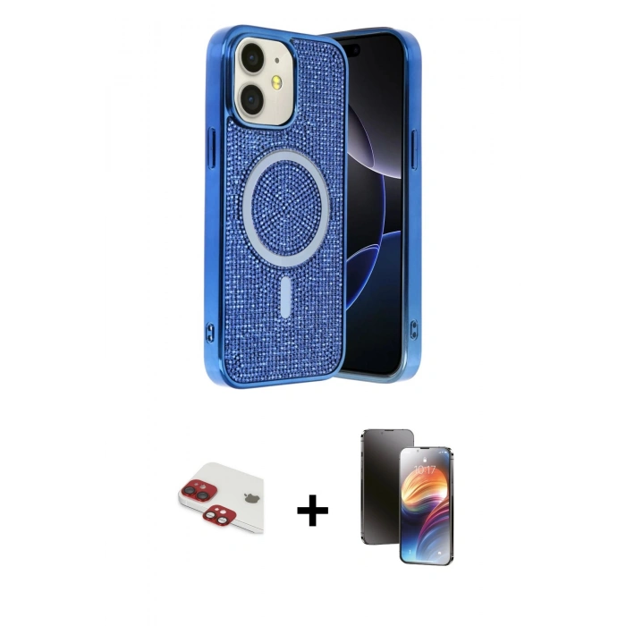 MARSİLYAN™- iPhone 11 Kılıf Eksen Çizgi - Siyah 3D Antistatik Mat Seramik Nano Ekran Koruyucu + Pers Alüminyum Kamera Lens - KI