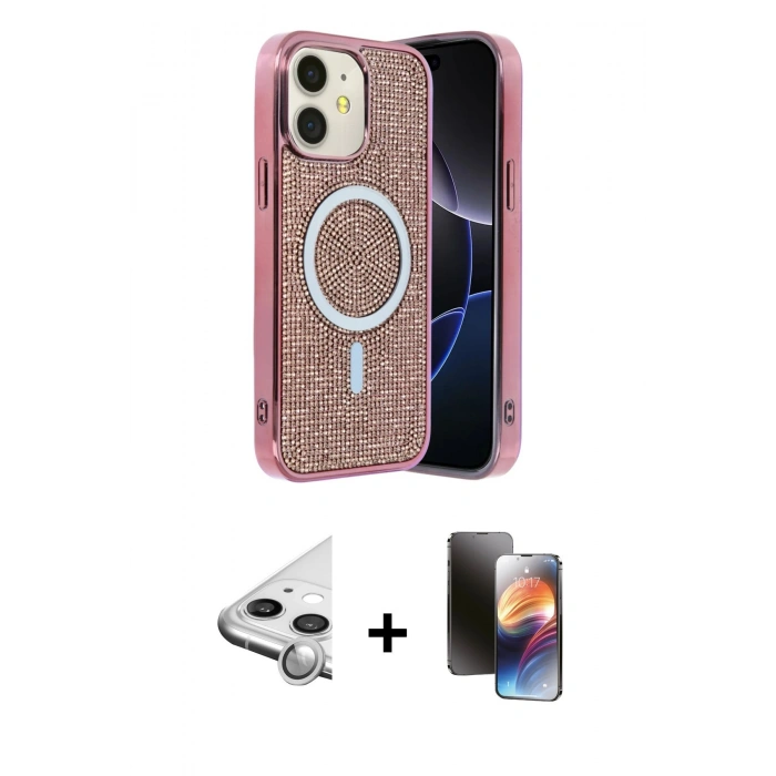 MARSİLYAN™- iPhone 11 Kılıf Eksen Çizgi - Siyah 3D Antistatik Mat Seramik Nano Ekran Koruyucu + Raze Metal Kamera Lens - GS