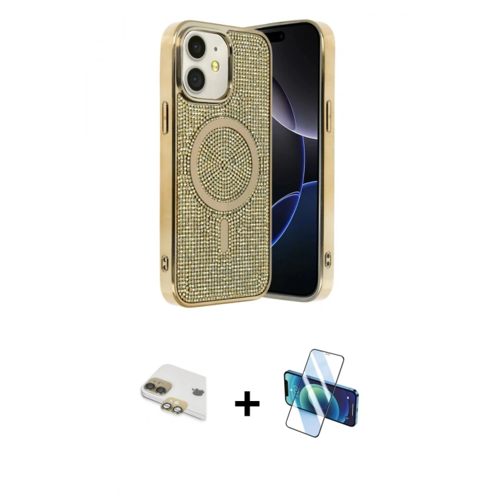 MARSİLYAN™- iPhone 11 Kılıf Eksen Çizgi - Siyah 3D Antistatik Seramik Nano Ekran Koruyucu + Pers Alüminyum Kamera Lens - GD