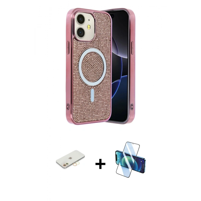 MARSİLYAN™- iPhone 11 Kılıf Eksen Çizgi - Siyah 3D Antistatik Seramik Nano Ekran Koruyucu + Renkli Kamera Lens Koruma Cam - SI