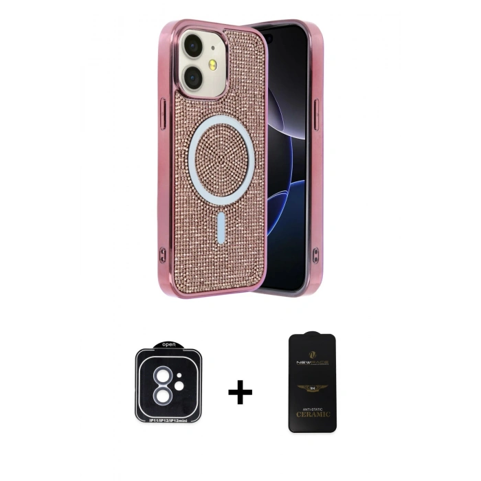 MARSİLYAN™- iPhone 11 Kılıf Eksen Çizgi - Siyah 6D Antistatik Mat Seramik Hayalet Nano Ekran Koruyucu + PVD Metal Kamera Lens - MI