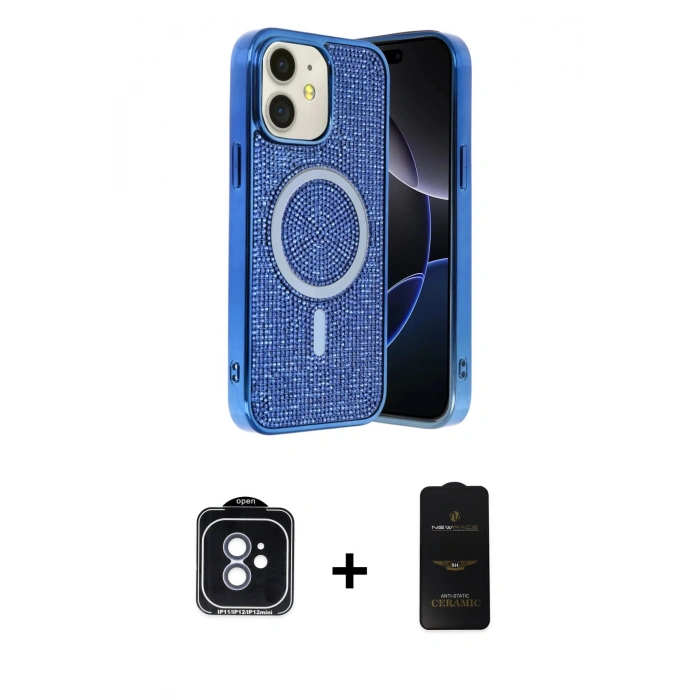 MARSİLYAN™- iPhone 11 Kılıf Eksen Çizgi - Siyah 6D Antistatik Mat Seramik Hayalet Nano Ekran Koruyucu + PVD Metal Kamera Lens - MI