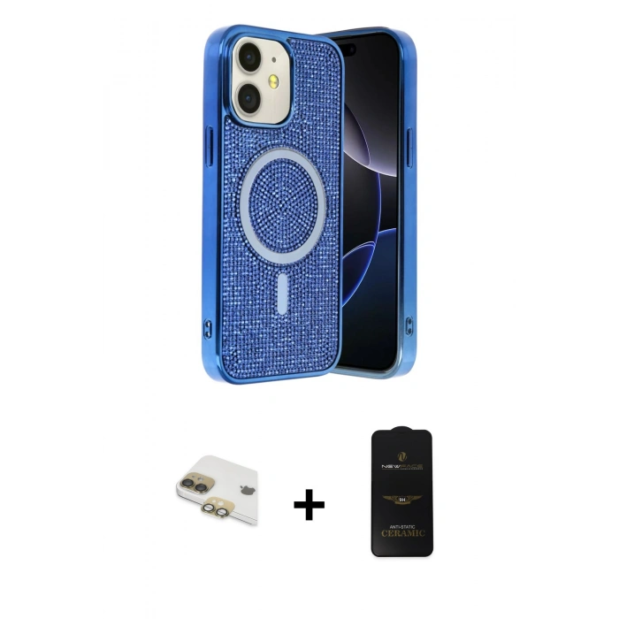 MARSİLYAN™- iPhone 11 Kılıf Eksen Çizgi - Siyah 6D Antistatik Mat Seramik Hayalet Nano Ekran Koruyucu + Pers Alüminyum Kamera Lens - GD