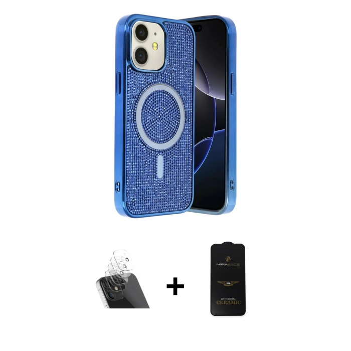 MARSİLYAN™- iPhone 11 Kılıf Eksen Çizgi - Siyah 6D Antistatik Mat Seramik Hayalet Nano Ekran Koruyucu + Kamera Lens Koruma Cam - SF