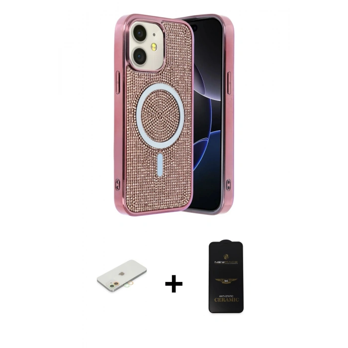 MARSİLYAN™- iPhone 11 Kılıf Eksen Çizgi - Siyah 6D Antistatik Mat Seramik Hayalet Nano Ekran Koruyucu + Renkli Kamera Lens Koruma Cam - TU