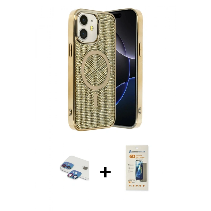 MARSİLYAN™- iPhone 11 Kılıf Eksen Çizgi - Siyah 6D Mat Seramik Hayalet Nano Ekran Koruyucu + Pers Alüminyum Kamera Lens - GI