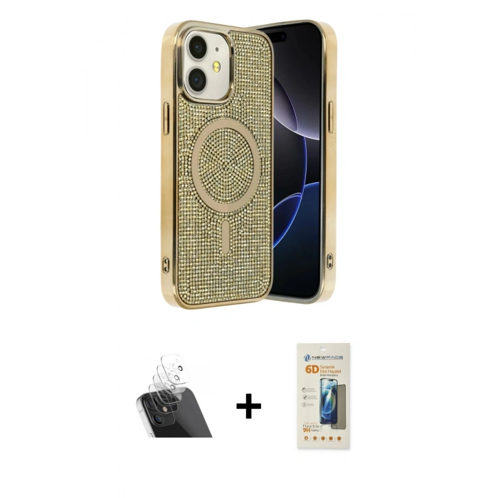 MARSİLYAN™- iPhone 11 Kılıf Eksen Çizgi - Siyah 6D Mat Seramik Hayalet Nano Ekran Koruyucu + Şeffaf Kamera Lens Koruma Cam