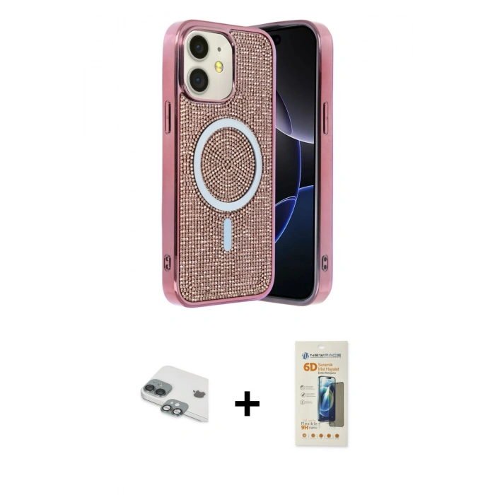 MARSİLYAN™- iPhone 11 Kılıf Eksen Çizgi - Siyah 6D Mat Seramik Hayalet Nano Ekran Koruyucu + Pers Alüminyum Kamera Lens - YL