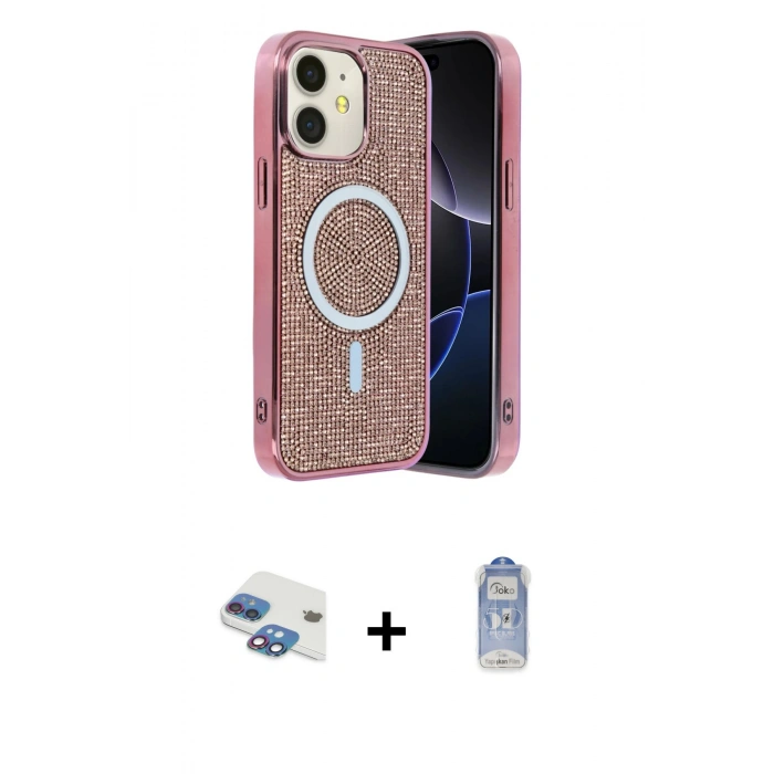 MARSİLYAN™- iPhone 11 Kılıf Eksen Çizgi - Siyah Joko Magic 5D Cam + Pers Alüminyum Kamera Lens - GI