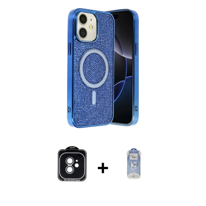 MARSİLYAN™- iPhone 11 Kılıf Eksen Çizgi - Siyah Joko Magic 5D Cam + PVD Metal Kamera Lens - YL