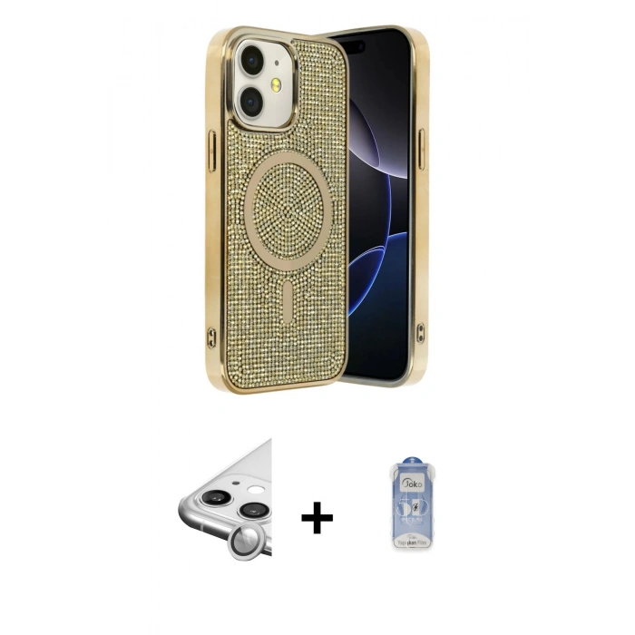 MARSİLYAN™- iPhone 11 Kılıf Eksen Çizgi - Siyah Joko Magic 5D Cam + Raze Metal Kamera Lens - GS