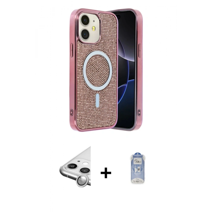 MARSİLYAN™- iPhone 11 Kılıf Eksen Çizgi - Siyah Joko Magic 5D Cam + Raze Metal Kamera Lens - GS