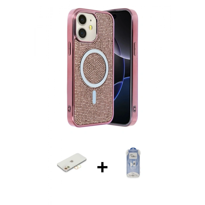 MARSİLYAN™- iPhone 11 Kılıf Eksen Çizgi - Siyah Joko Magic 5D Cam + Renkli Kamera Lens Koruma Cam - SI