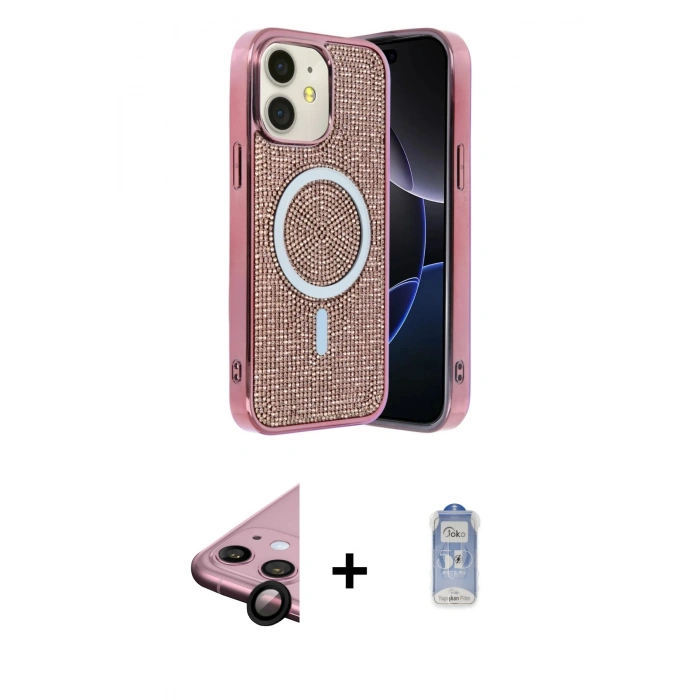 MARSİLYAN™- iPhone 11 Kılıf Eksen Çizgi - Siyah Joko Magic 5D Cam + Raze Metal Kamera Lens - SH