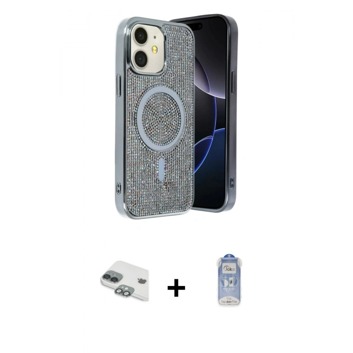 MARSİLYAN™- iPhone 11 Kılıf Eksen Çizgi - Siyah Joko Magic 5D Cam + Pers Alüminyum Kamera Lens - YL