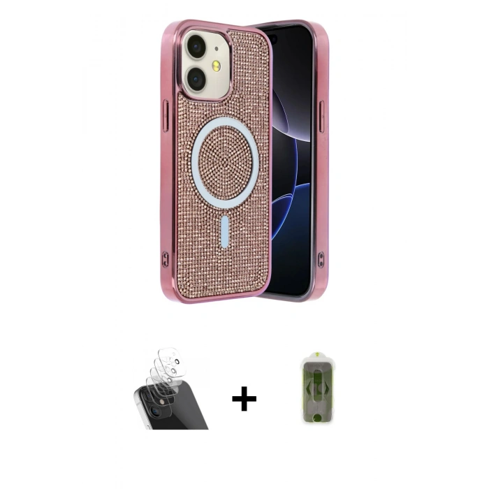MARSİLYAN™- iPhone 11 Kılıf Eksen Çizgi - Siyah Joko Magic 5D Hayalet Cam + Kamera Lens Koruma Cam - SF