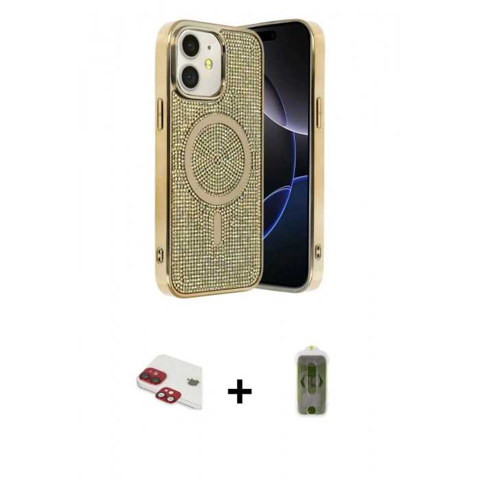 MARSİLYAN™- iPhone 11 Kılıf Eksen Çizgi - Siyah Joko Magic 5D Hayalet Cam + Pers Alüminyum Kamera Lens - KI