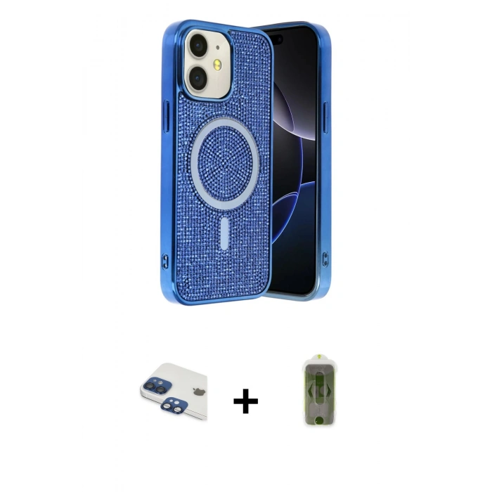 MARSİLYAN™- iPhone 11 Kılıf Eksen Çizgi - Siyah Joko Magic 5D Hayalet Cam + Pers Alüminyum Kamera Lens - LT