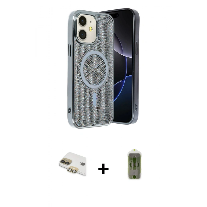 MARSİLYAN™- iPhone 11 Kılıf Eksen Çizgi - Siyah Joko Magic 5D Hayalet Cam + Pers Alüminyum Kamera Lens - GD