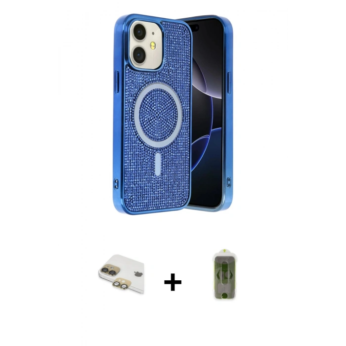MARSİLYAN™- iPhone 11 Kılıf Eksen Çizgi - Siyah Joko Magic 5D Hayalet Cam + Pers Alüminyum Kamera Lens - GD