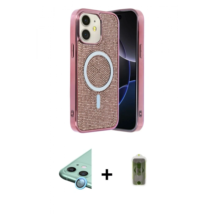 MARSİLYAN™- iPhone 11 Kılıf Eksen Çizgi - Siyah Joko Magic 5D Hayalet Cam + Raze Metal Kamera Lens - MI