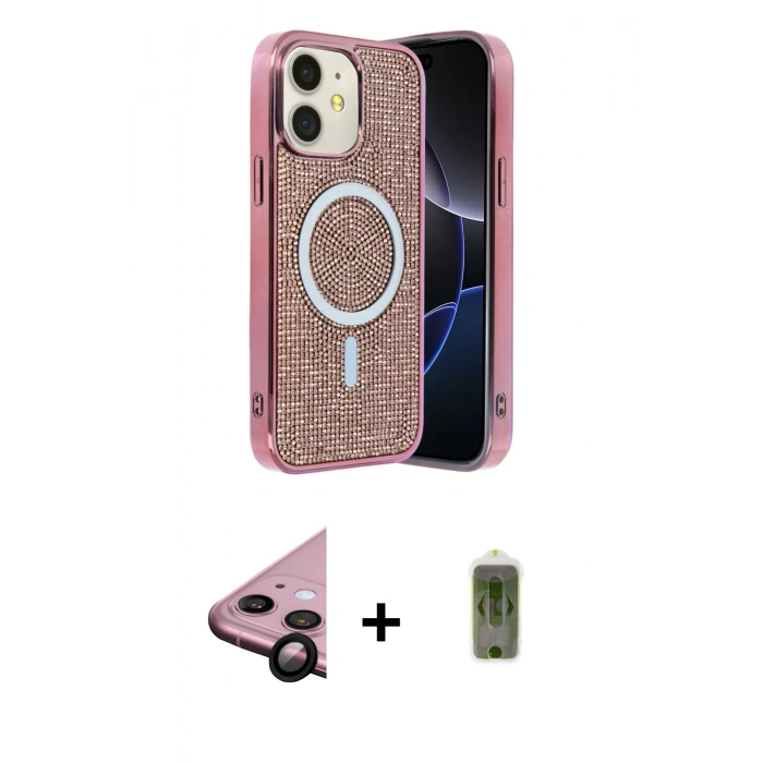 MARSİLYAN™- iPhone 11 Kılıf Eksen Çizgi - Siyah Joko Magic 5D Hayalet Cam + Raze Metal Kamera Lens - SH