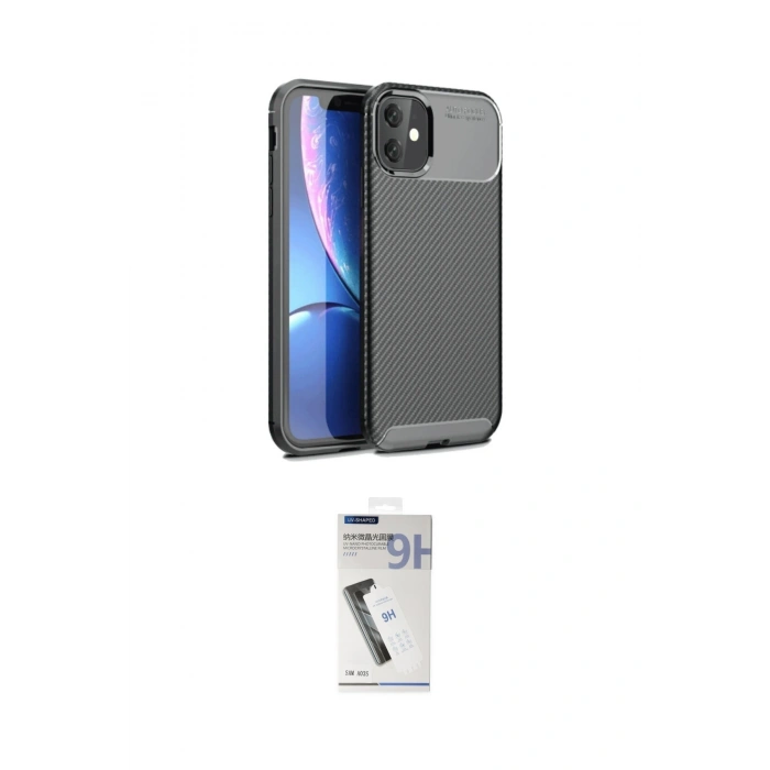 MARSİLYAN™- iPhone 11 Kılıf Eksen Form Prime - Şeffaf Uv Polymer Nano Ekran Koruyucu