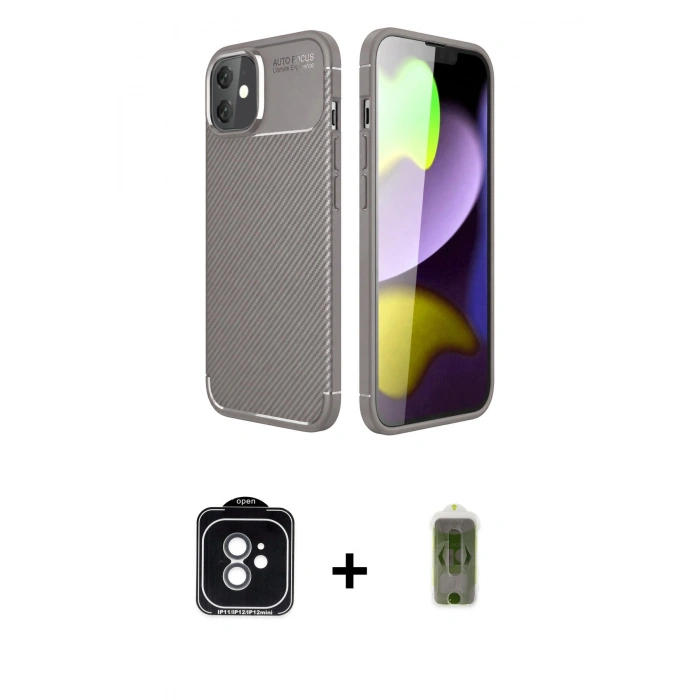 MARSİLYAN™- iPhone 11 Kılıf Eksen Form Prime - Siyah Joko Magic 5D Hayalet Cam + PVD Metal Kamera Lens - YL