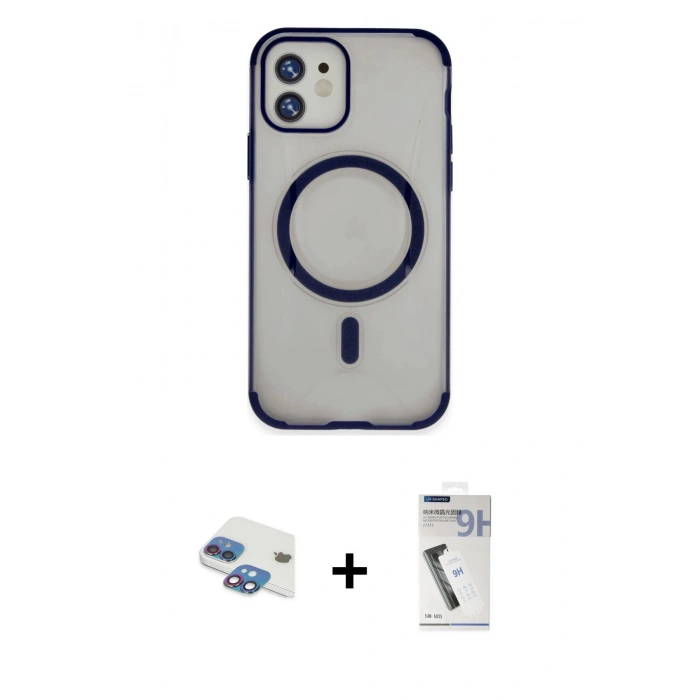 MARSİLYAN™- iPhone 11 Kılıf Eksen Klasik Koleksiyonu - Şeffaf Uv Polymer Nano Ekran Koruyucu + Pers Alüminyum Kamera Lens - GI