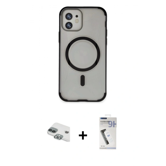 MARSİLYAN™- iPhone 11 Kılıf Eksen Klasik Koleksiyonu - Şeffaf Uv Polymer Nano Ekran Koruyucu + Yeşil Pers Alüminyum Kamera Lens