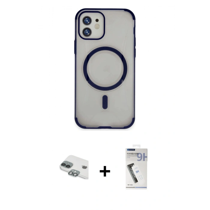 MARSİLYAN™- iPhone 11 Kılıf Eksen Klasik Koleksiyonu - Şeffaf Uv Polymer Nano Ekran Koruyucu + Yeşil Pers Alüminyum Kamera Lens