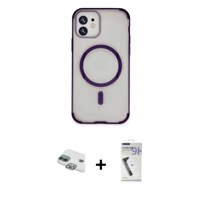 MARSİLYAN™- iPhone 11 Kılıf Eksen Klasik Koleksiyonu - Şeffaf Uv Polymer Nano Ekran Koruyucu + Yeşil Pers Alüminyum Kamera Lens