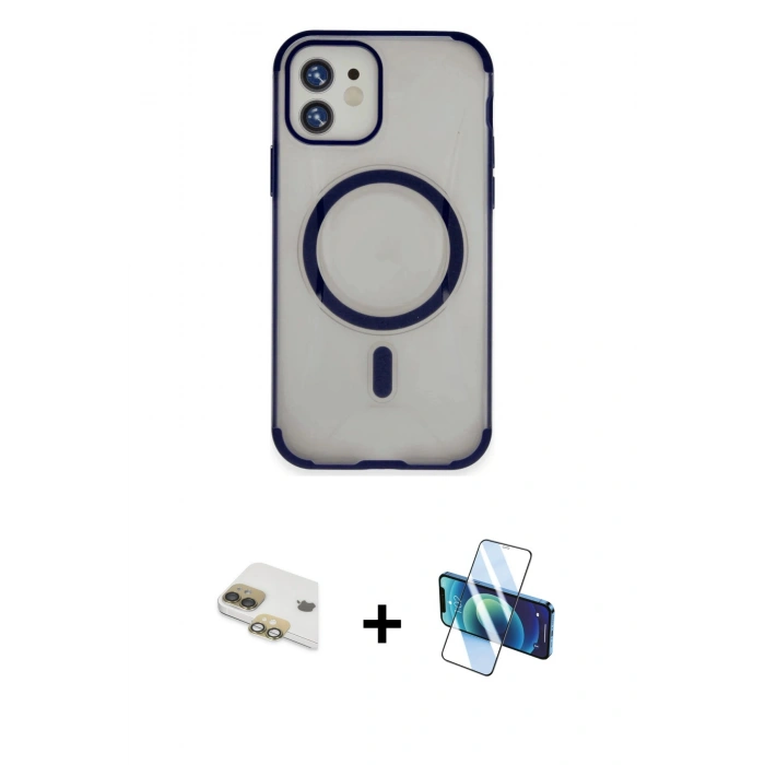 MARSİLYAN™- iPhone 11 Kılıf Eksen Klasik Koleksiyonu - Siyah 3D Antistatik Seramik Nano Ekran Koruyucu + Pers Alüminyum Kamera Lens - GD