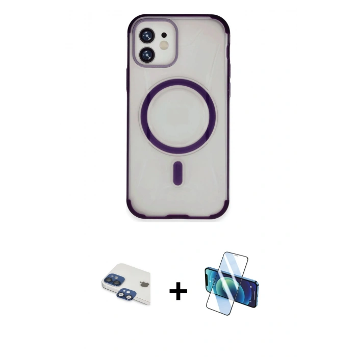 MARSİLYAN™- iPhone 11 Kılıf Eksen Klasik Koleksiyonu - Siyah 3D Antistatik Seramik Nano Ekran Koruyucu + Pers Alüminyum Kamera Lens - LT