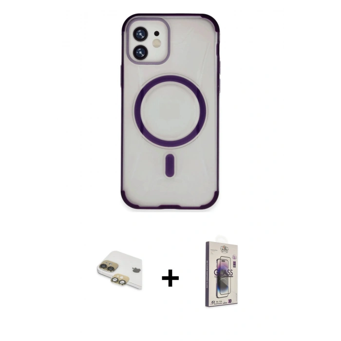 MARSİLYAN™- iPhone 11 Kılıf Eksen Klasik Koleksiyonu - Siyah Bilvis 3D Cam Ekran Koruyucu + Pers Alüminyum Kamera Lens - GD