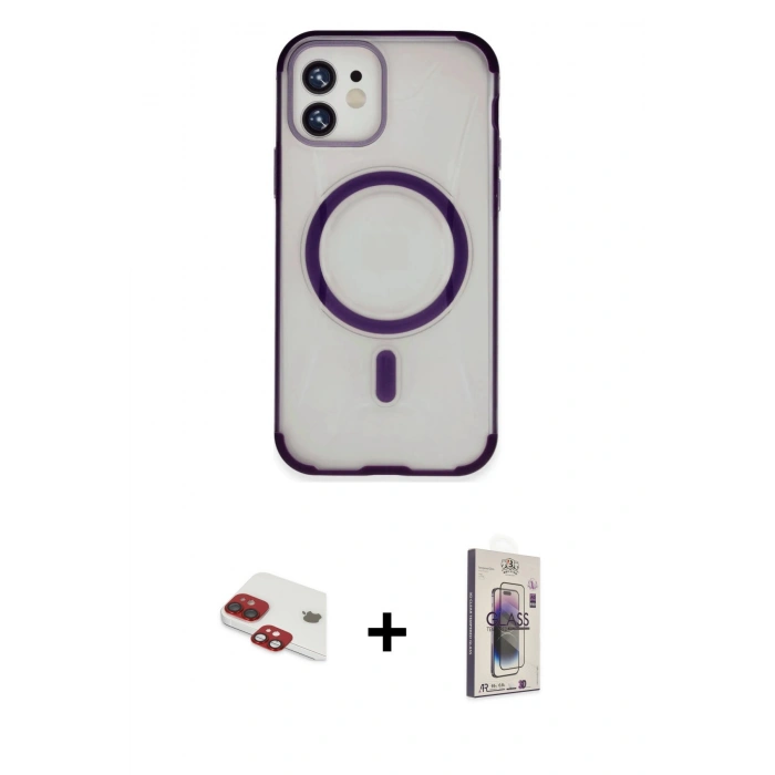 MARSİLYAN™- iPhone 11 Kılıf Eksen Klasik Koleksiyonu - Siyah Bilvis 3D Cam Ekran Koruyucu + Pers Alüminyum Kamera Lens - KI