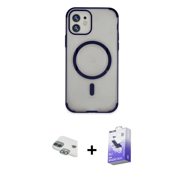 MARSİLYAN™- iPhone 11 Kılıf Eksen Klasik Koleksiyonu - Siyah Bilvis 5in1 5D Magic Hayalet Cam Ekran Koruyucu + Yeşil Pers Alüminyum Kamera Lens