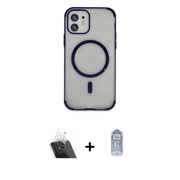 MARSİLYAN™- iPhone 11 Kılıf Eksen Klasik Koleksiyonu - Siyah Joko Magic 5D Cam + Kamera Lens Koruma Cam - SF