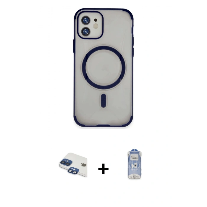 MARSİLYAN™- iPhone 11 Kılıf Eksen Klasik Koleksiyonu - Siyah Joko Magic 5D Cam + Pers Alüminyum Kamera Lens - LT