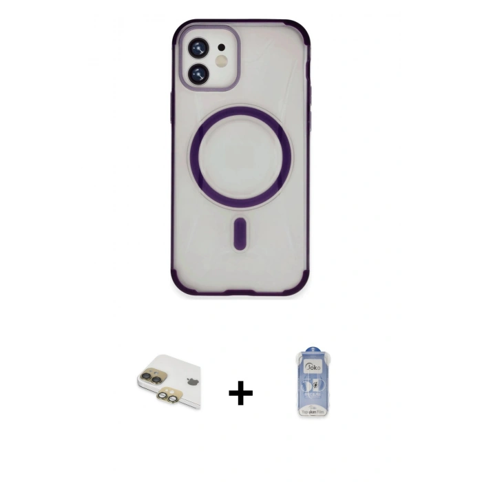 MARSİLYAN™- iPhone 11 Kılıf Eksen Klasik Koleksiyonu - Siyah Joko Magic 5D Cam + Pers Alüminyum Kamera Lens - GD